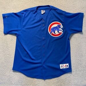 Vintage Chicago Cubs Majestic Jersey Large Patch USA Made Blue Men’s Size XL